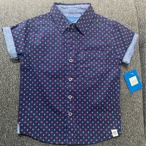 Perry Ellis Navy Button Up Shirt Size 2T